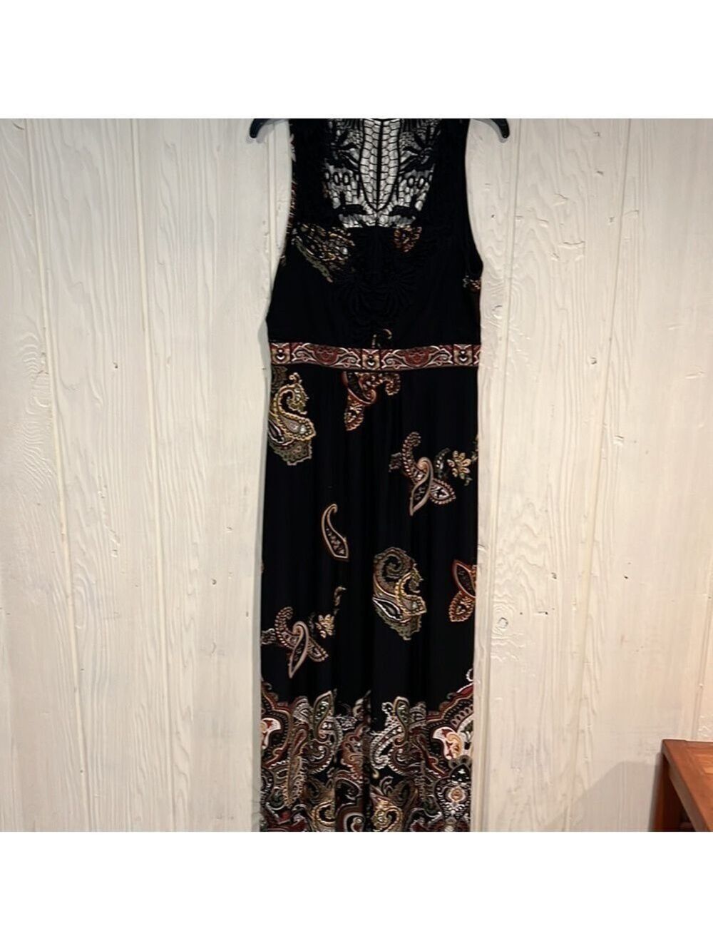 Sandra Darren Maxi Dress Crochet Back Size 12 - Picture 10 of 15